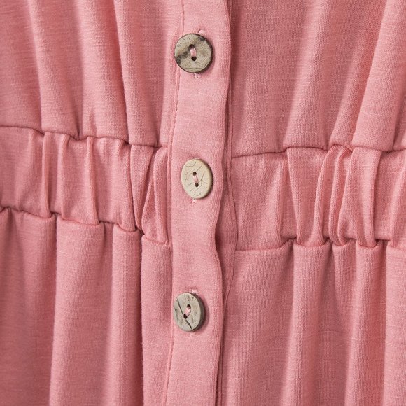 Casual Everyday Button Mini Dress Pink - Picture 12 of 14